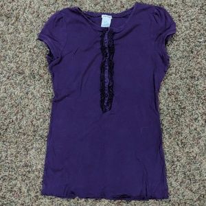 Purple shirt with ruffles